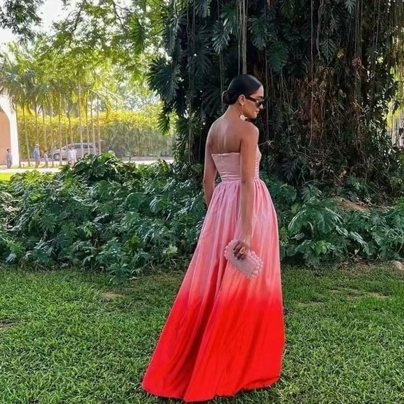 SAU LEE Teigen Gown In Blush Red Ombre, brand new, never worn, no flaws. - Picture 10 of 16